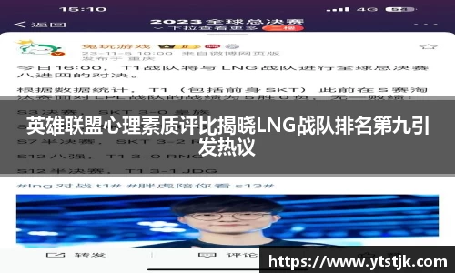 英雄联盟心理素质评比揭晓LNG战队排名第九引发热议